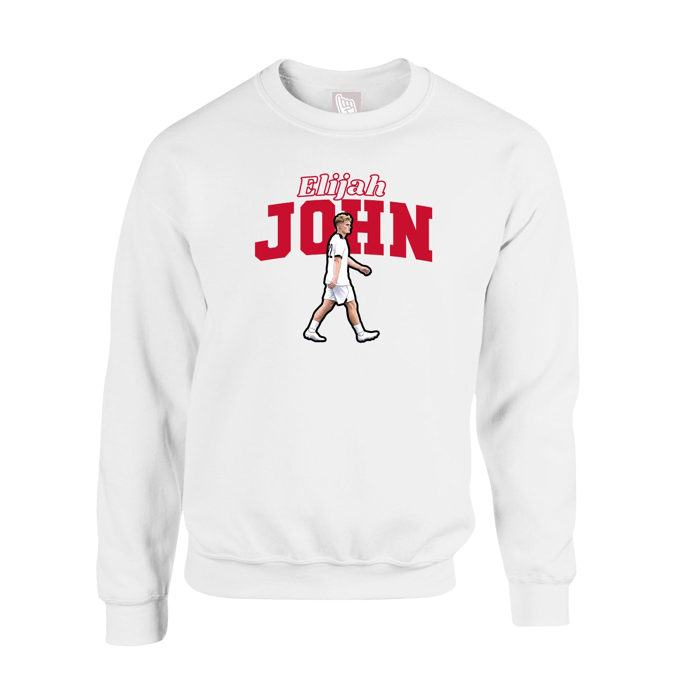 Fleece Crew — Name Arch in White