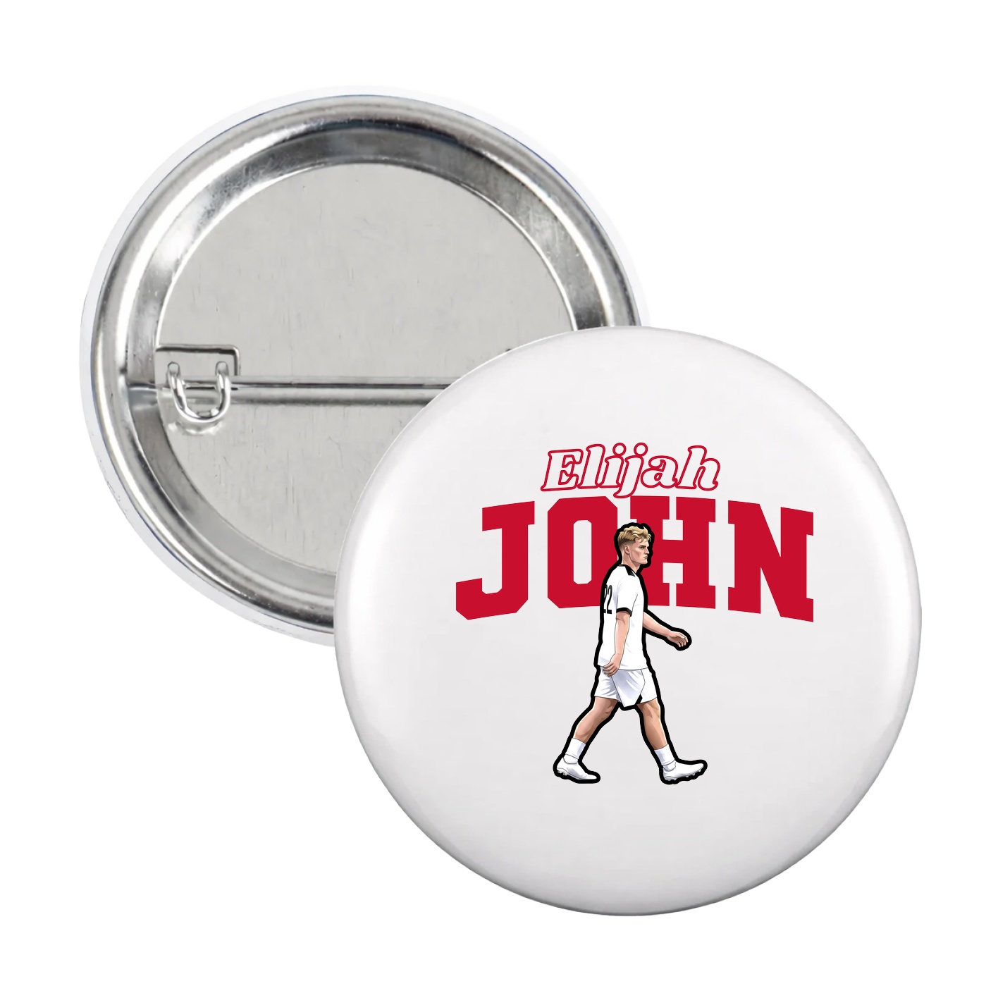 Game Day Button — Name Arch in White