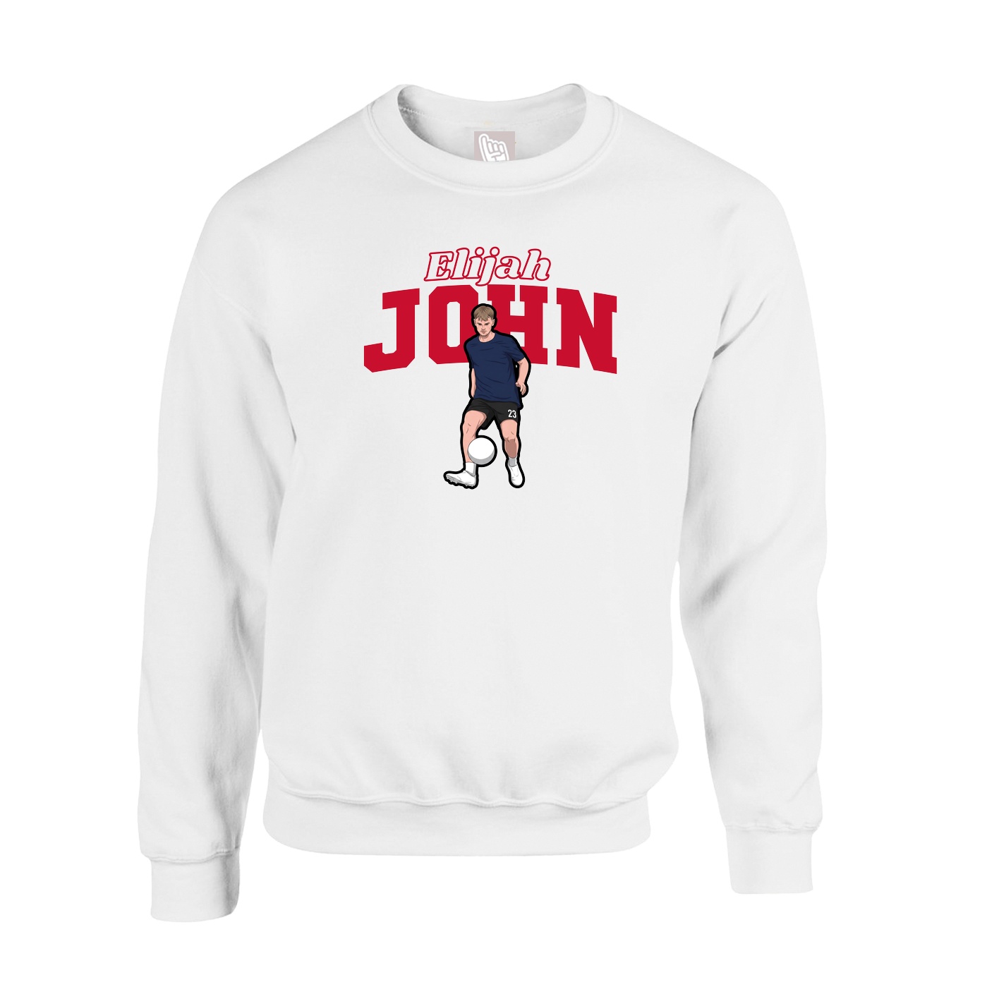 Fleece Crew — Name Arch in White