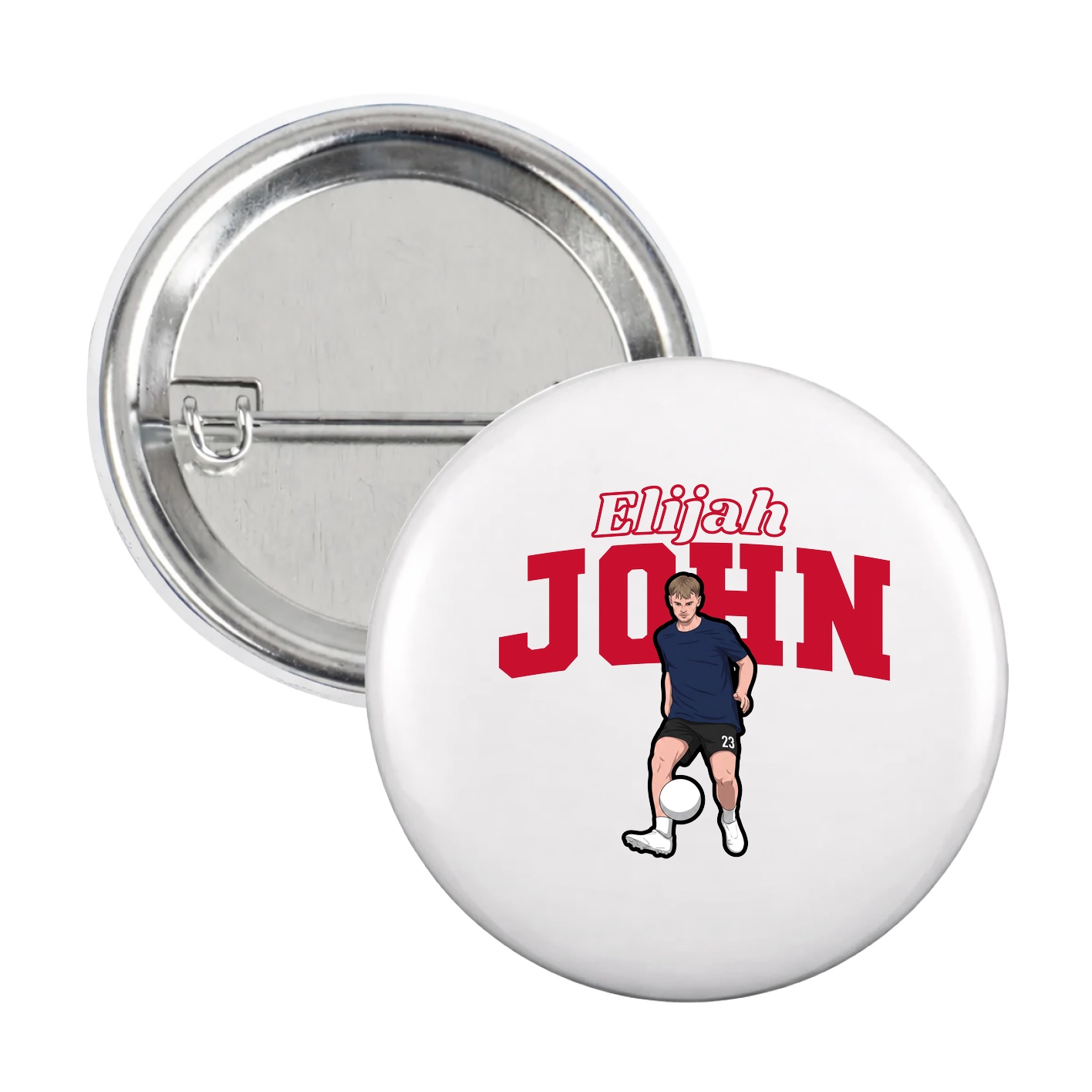 Game Day Button — Name Arch in White
