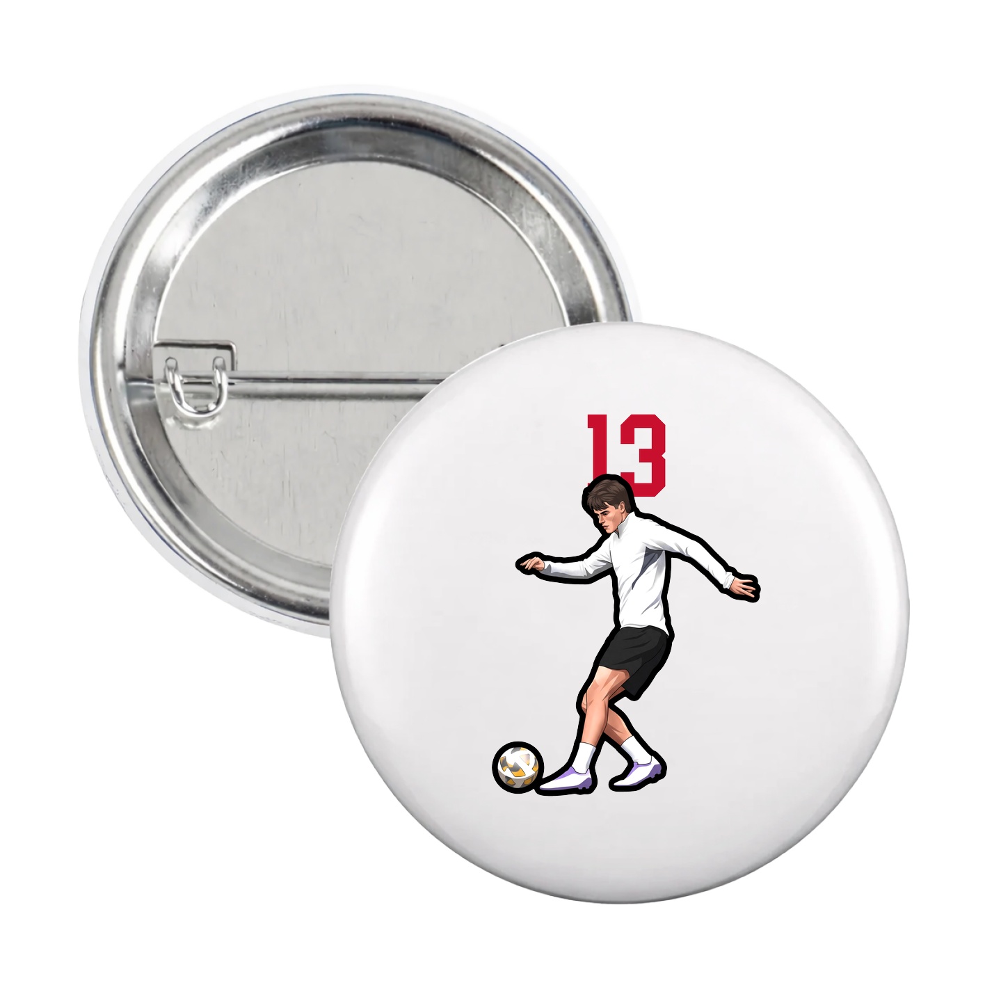 Game Day Button — Number Top in White