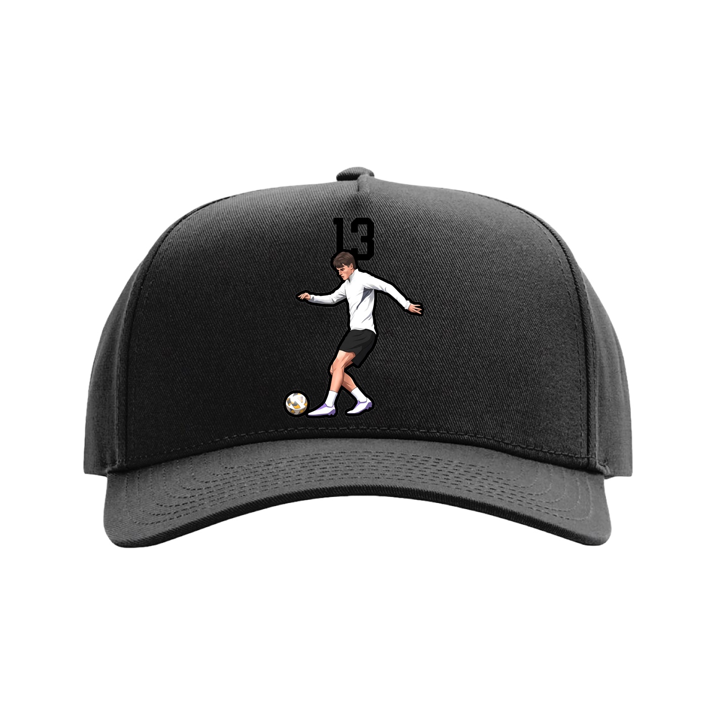 Full Fabric Five-Panel Champ Cap — Number Top in Black