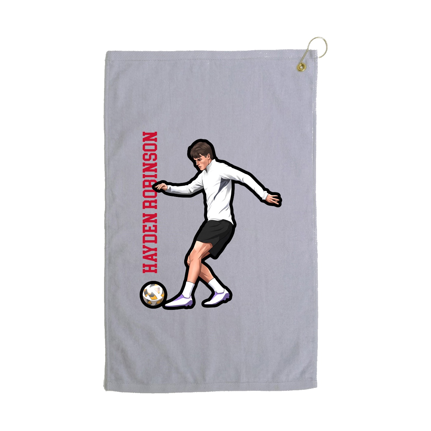 Golf Towel — Name Vertical in Grey