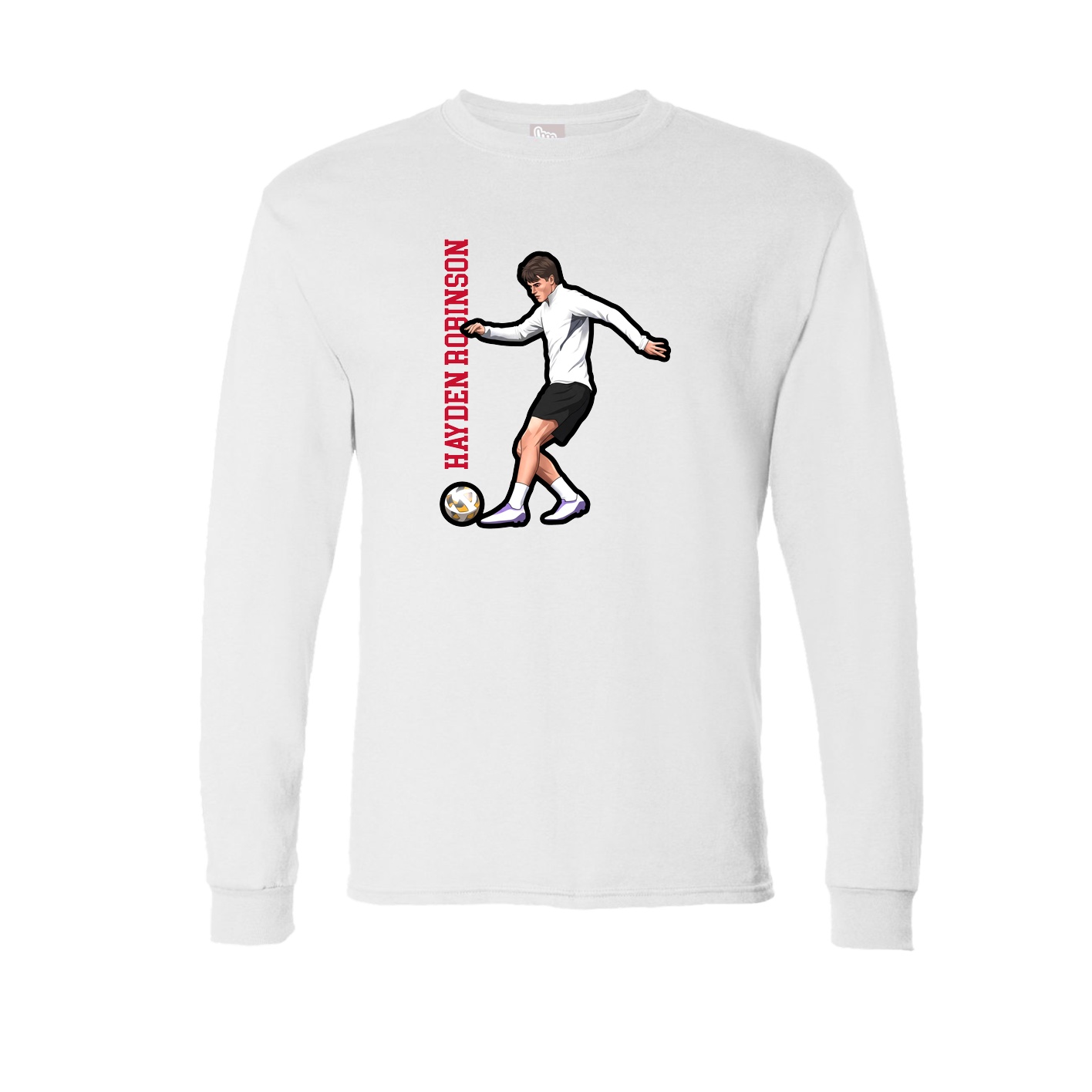 Long Sleeve Tee — Name Vertical in White