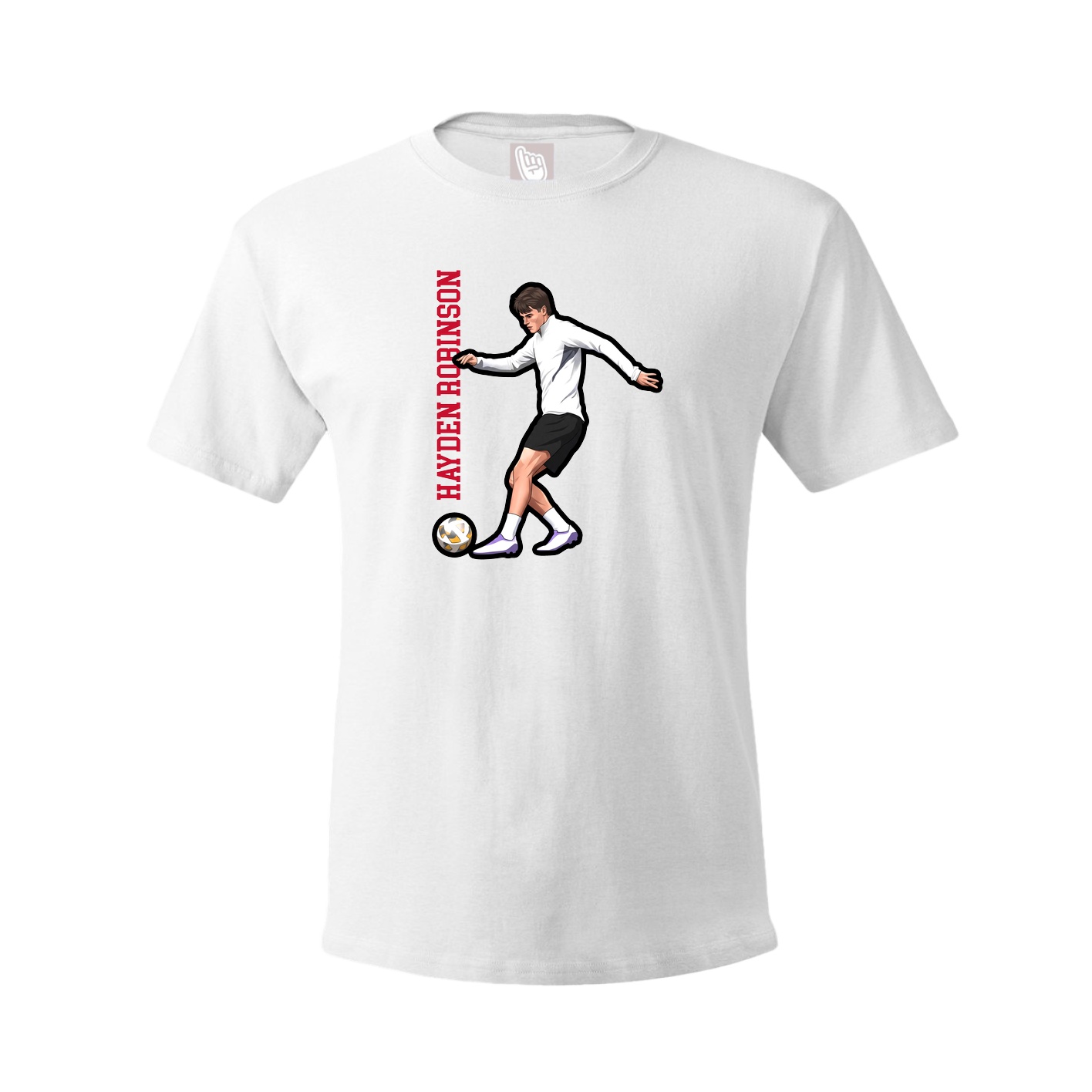 Youth Tee — Name Vertical in White