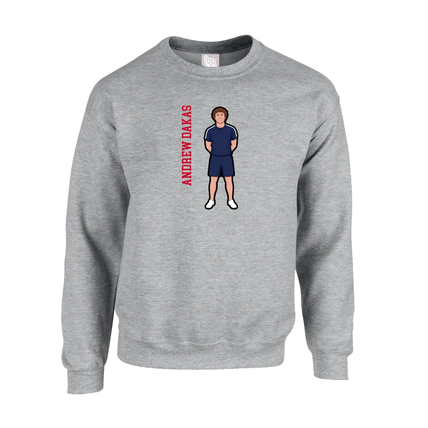 Fleece Crew — Name Vertical in Grey