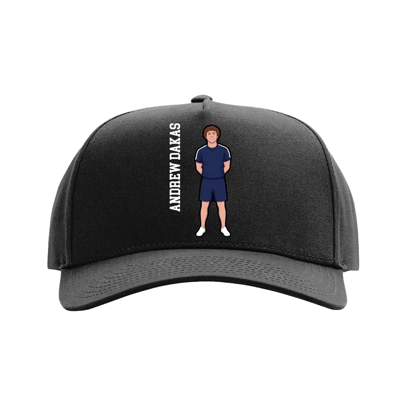 Full Fabric Five-Panel Champ Cap — Name Vertical in Black