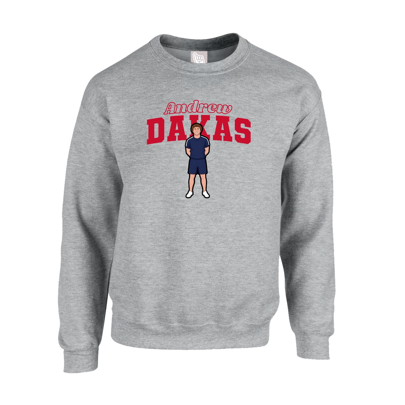 Fleece Crew — Name Arch in Grey