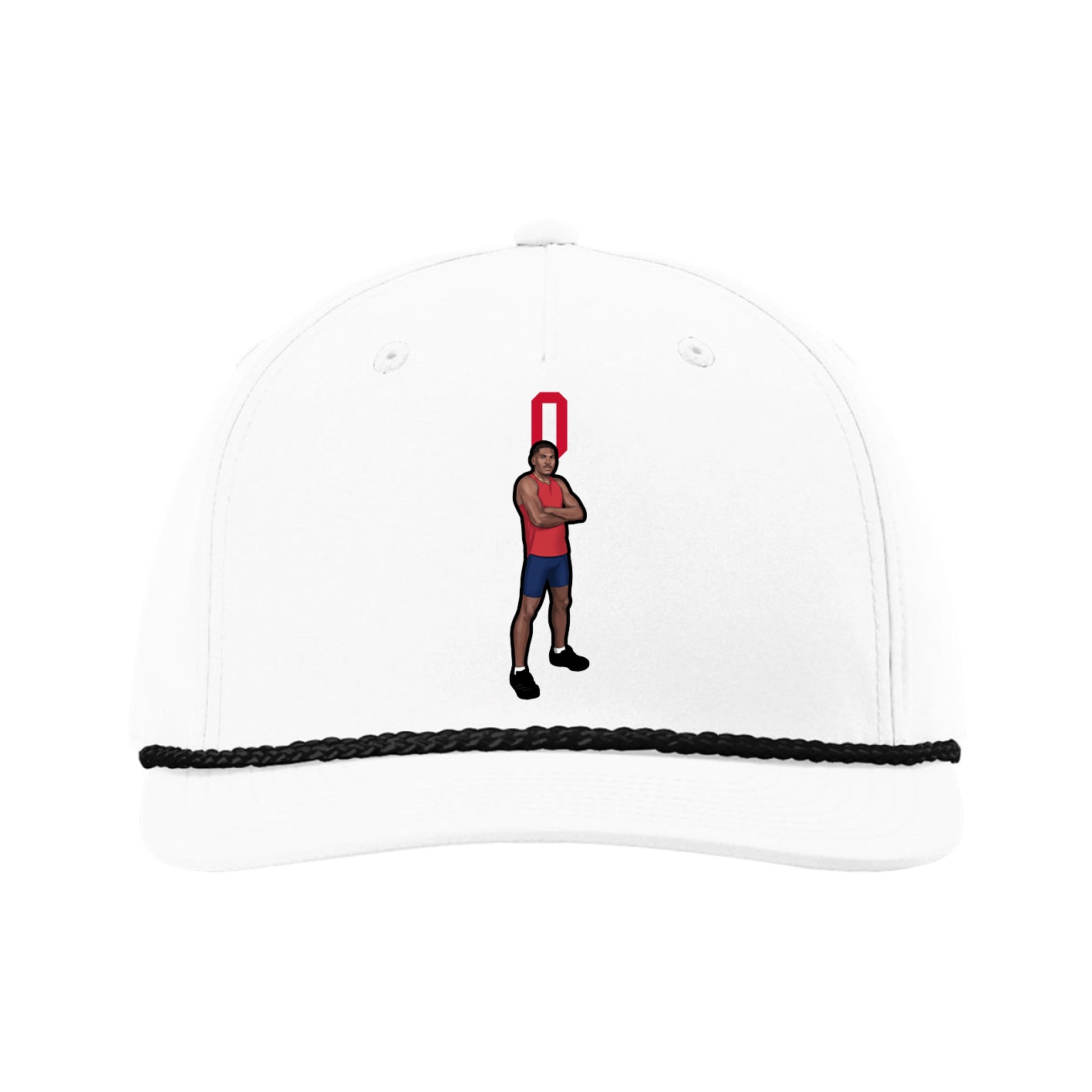 Five-Panel Classic Rope Cap — Number Top in White