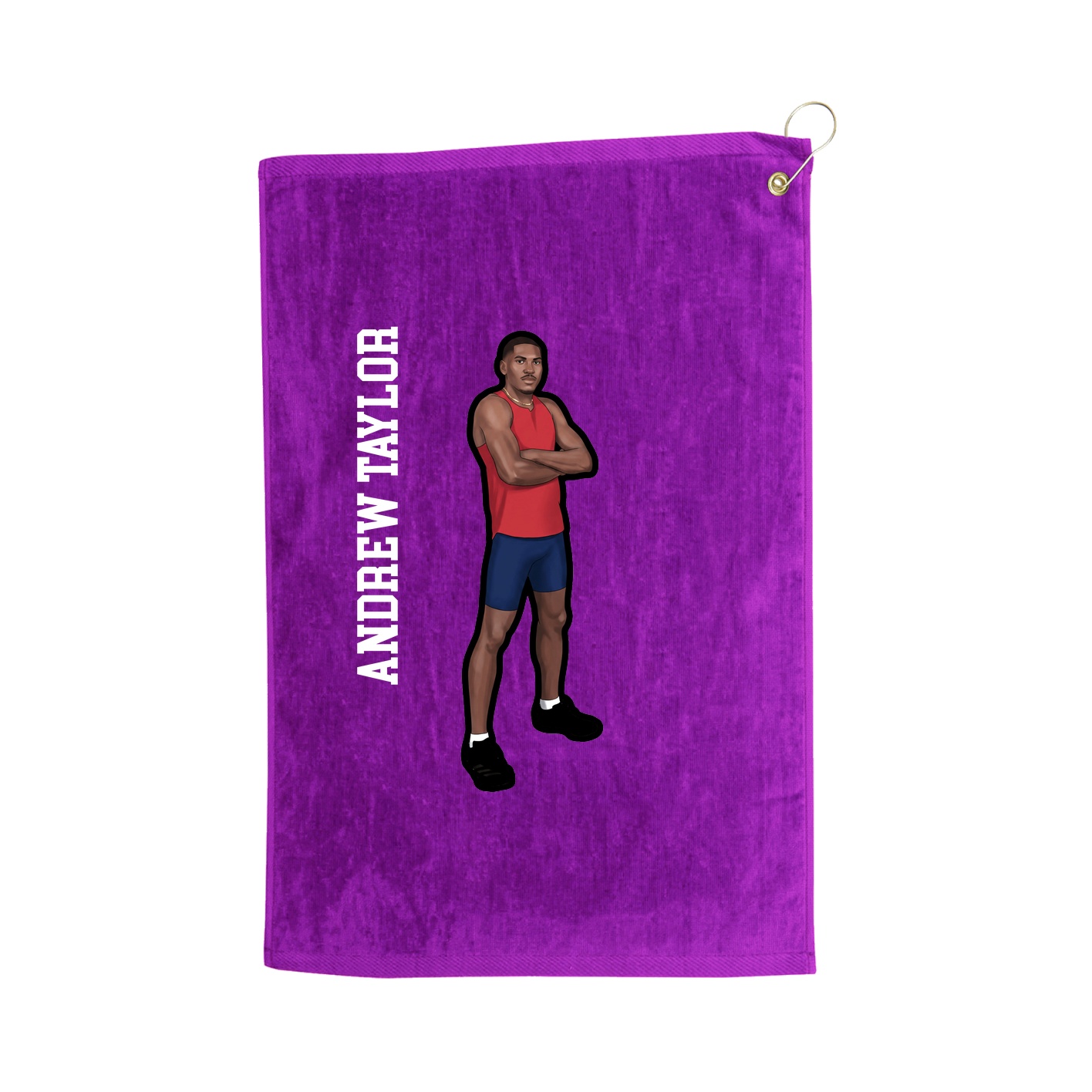 Golf Towel — Name Vertical in Purple