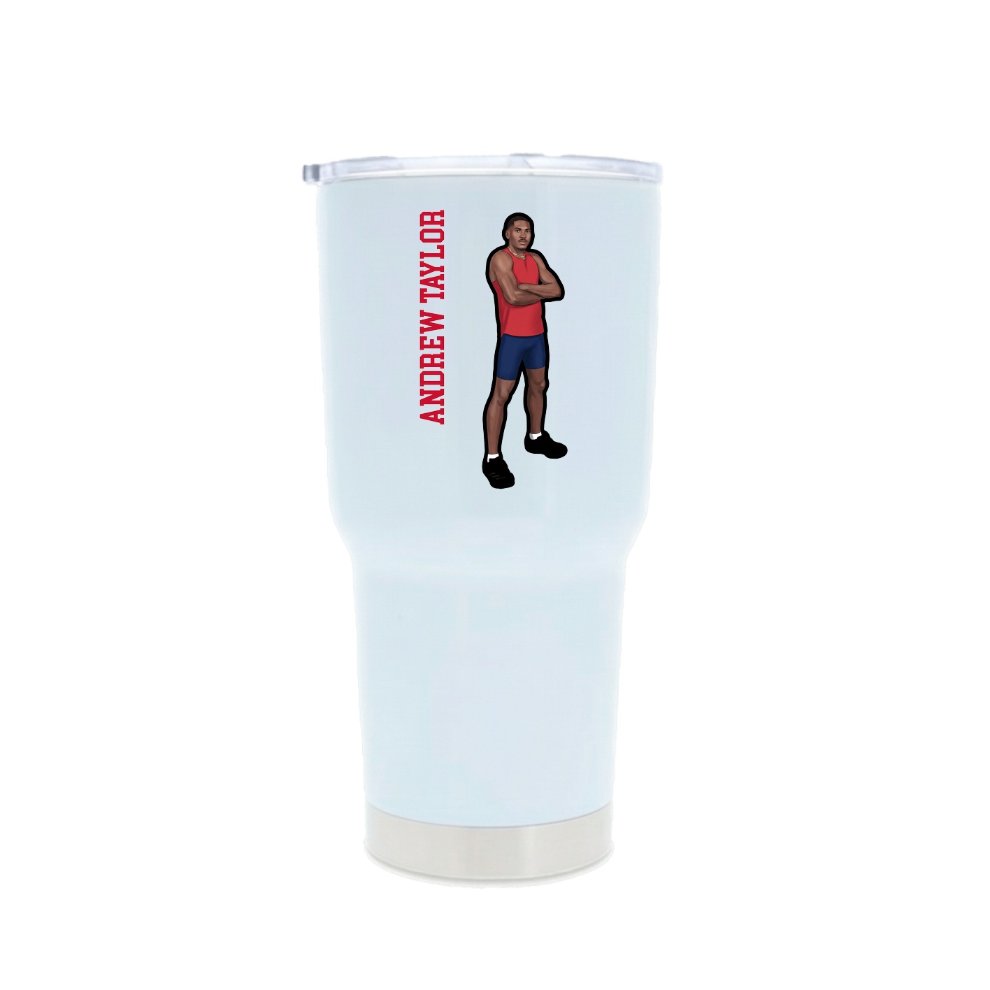 30oz Stainless Steel Tumbler — Name Vertical in White
