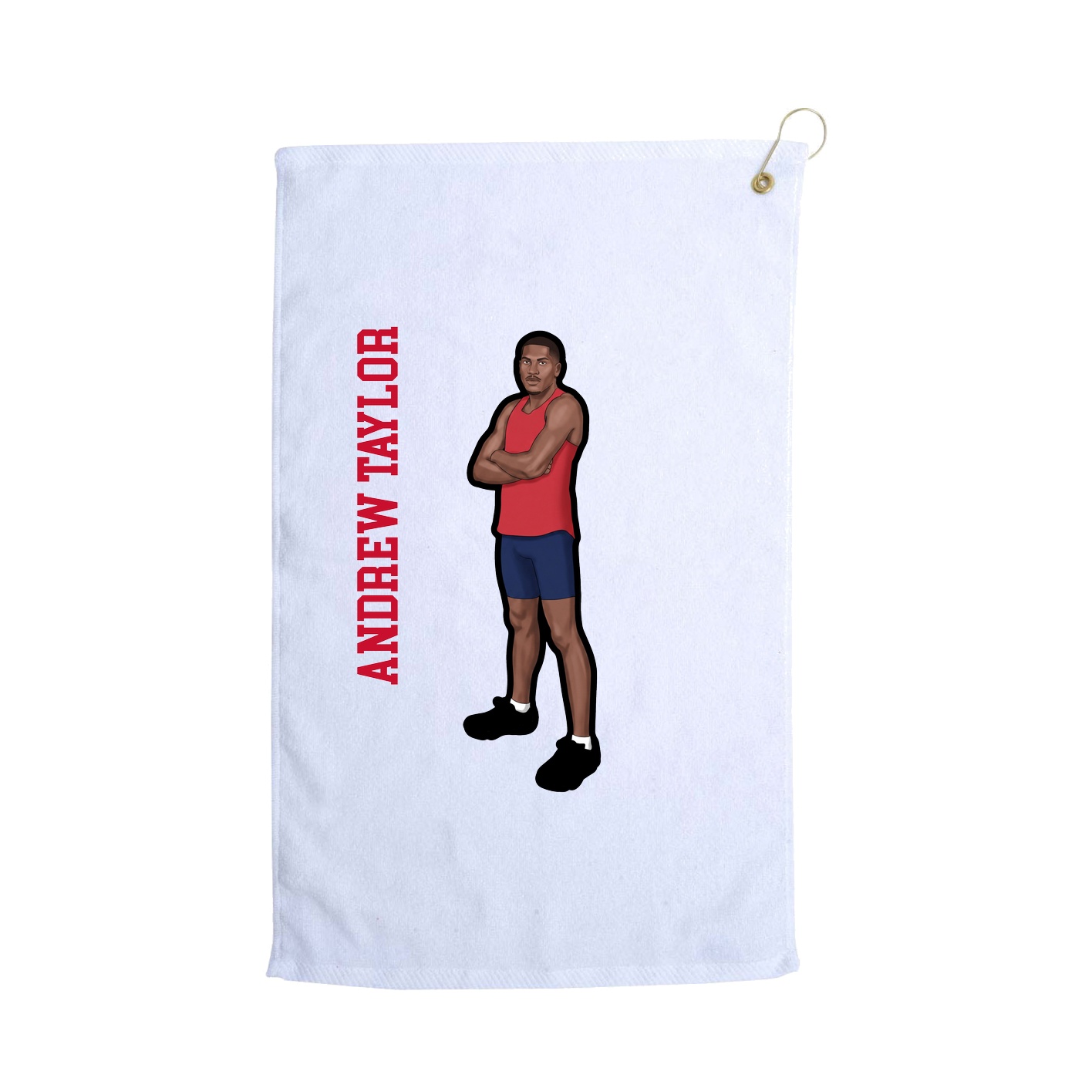 Golf Towel — Name Vertical in White