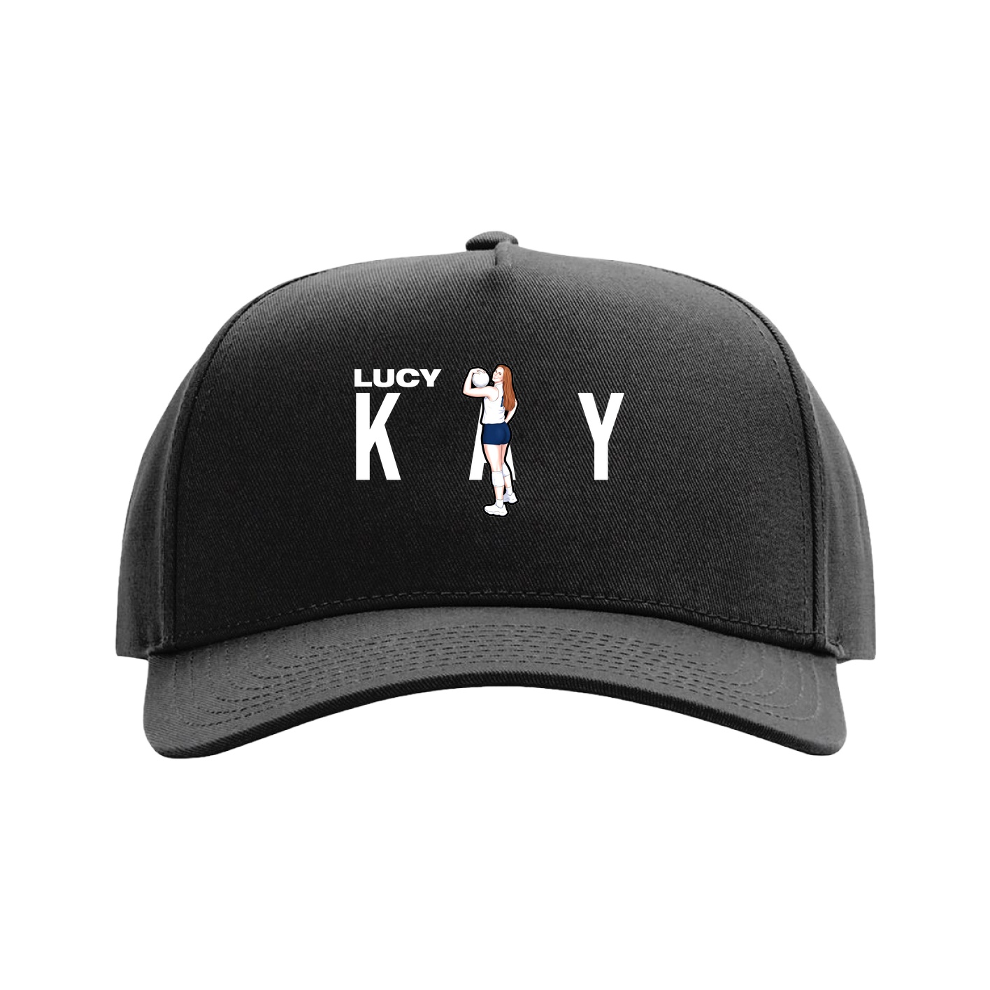 Full Fabric Five-Panel Champ Cap — Player Name in Black