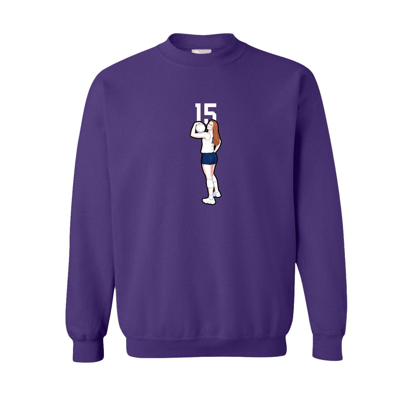 Fleece Crew — Number Top in Purple
