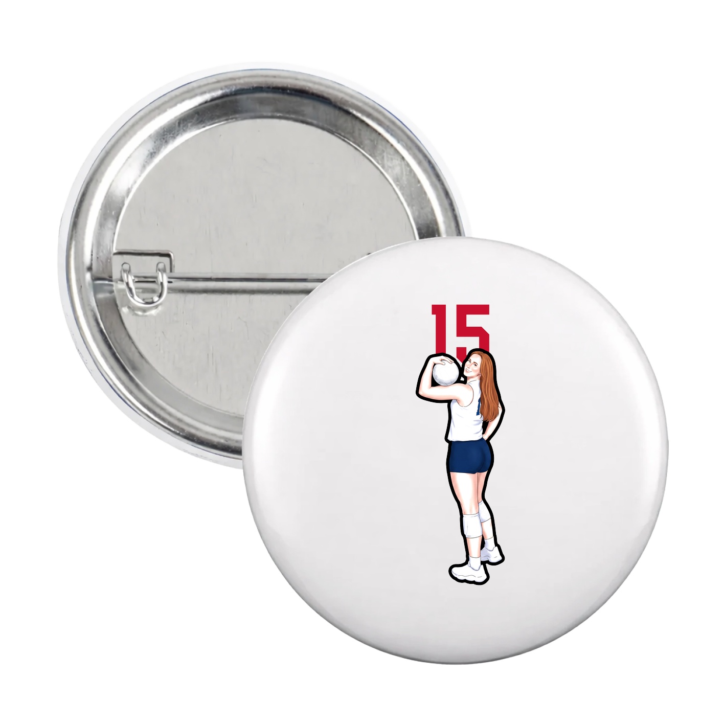Game Day Button — Number Top in White