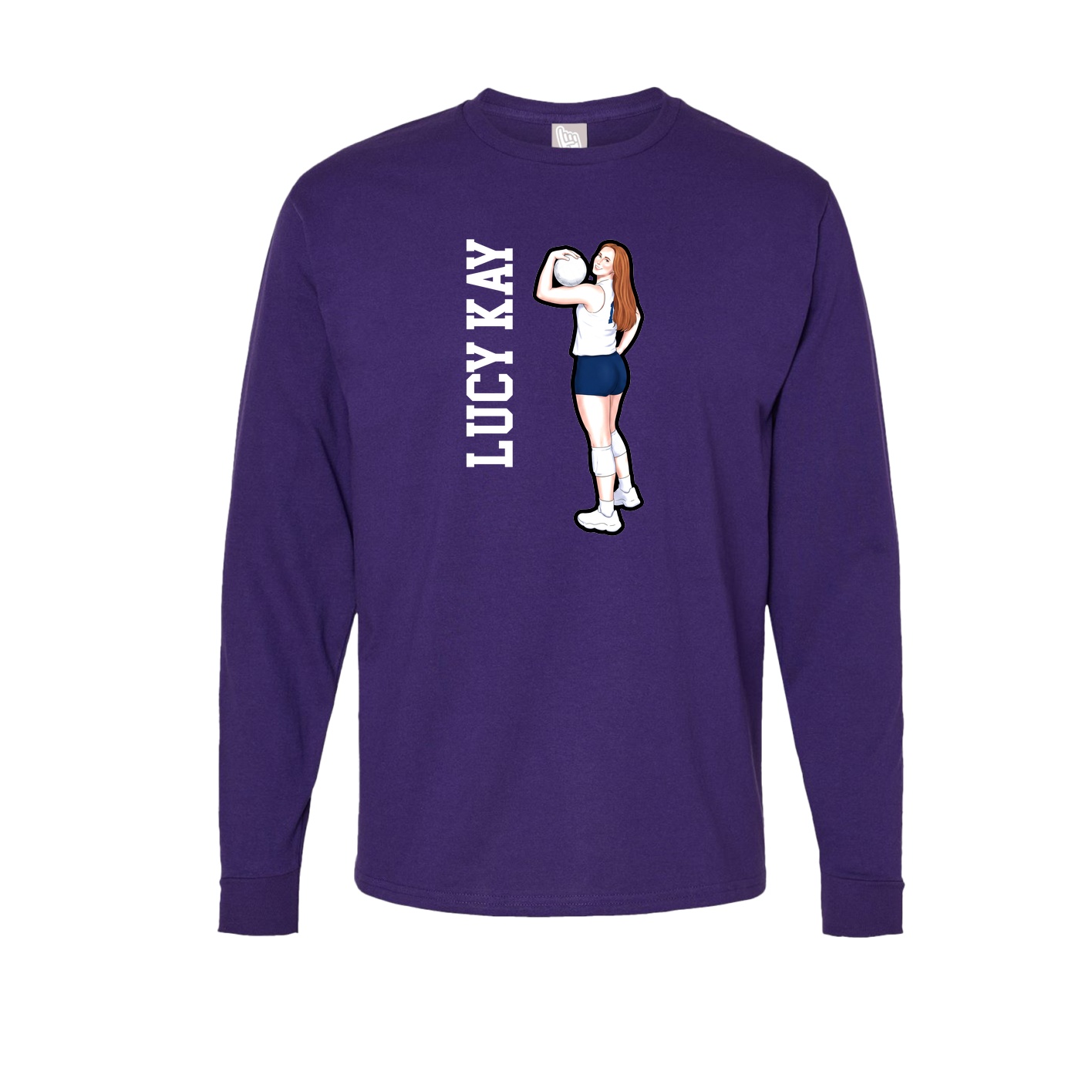 Long Sleeve Tee — Name Vertical in Purple