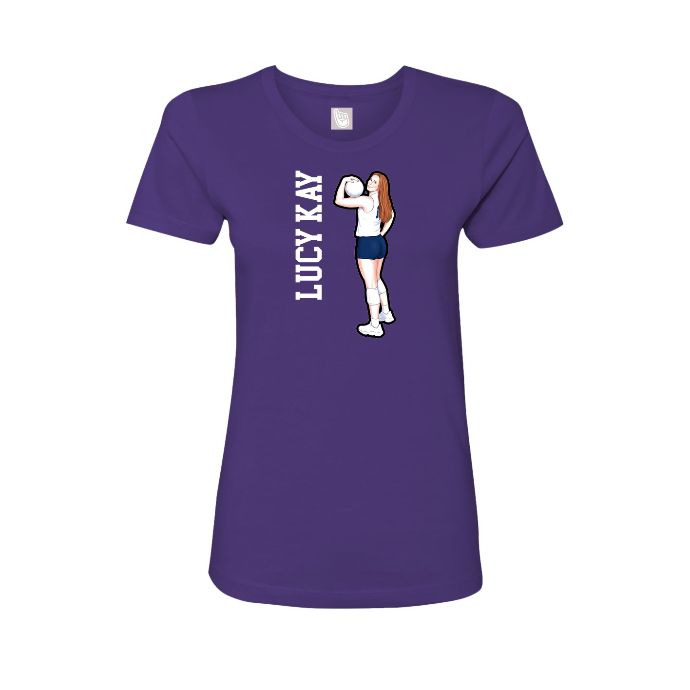 Fitted Women's Tee — Name Vertical in Purple