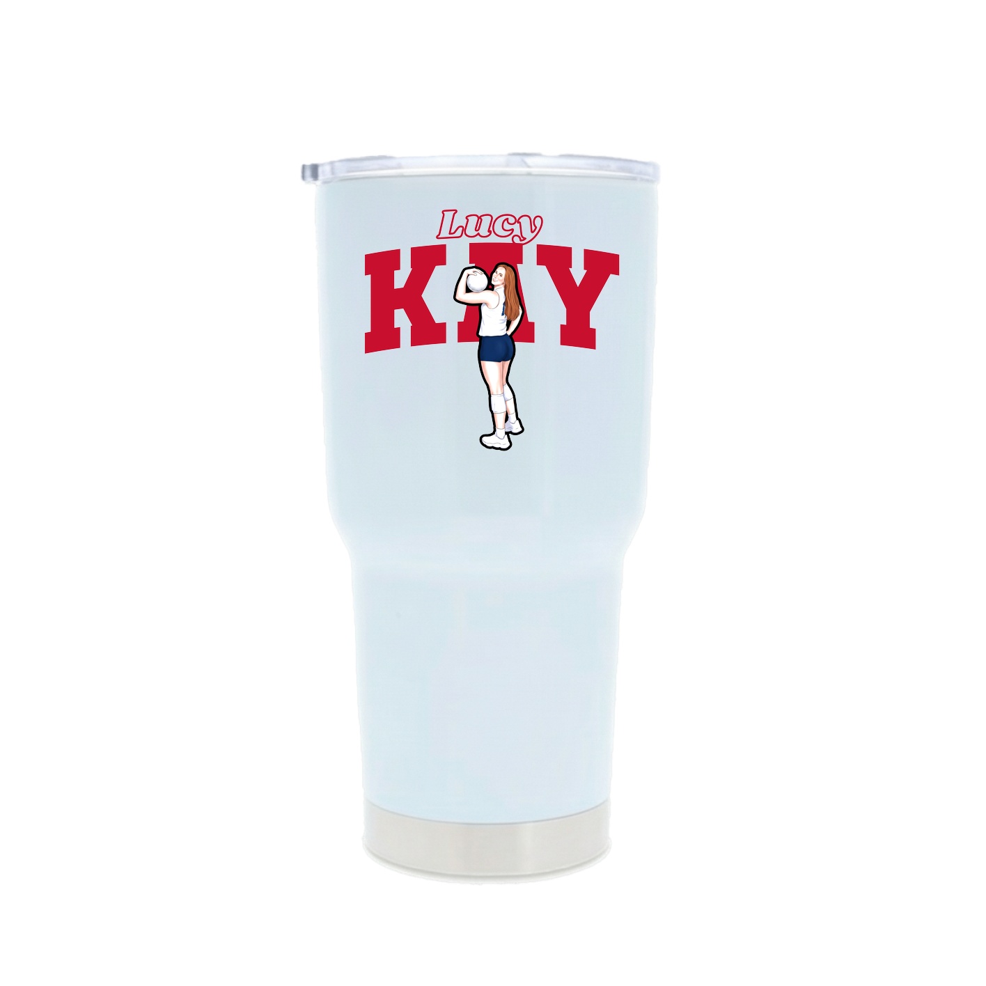 30oz Stainless Steel Tumbler — Name Arch in White