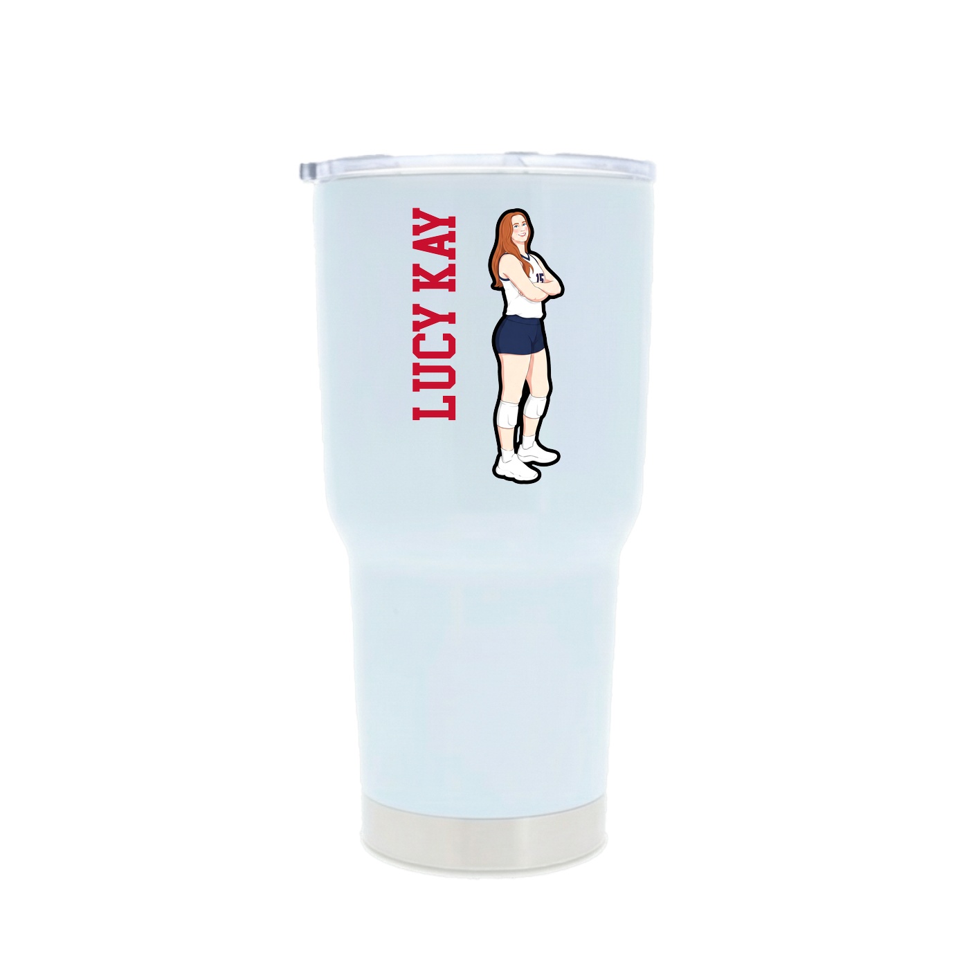 30oz Stainless Steel Tumbler — Name Vertical in White