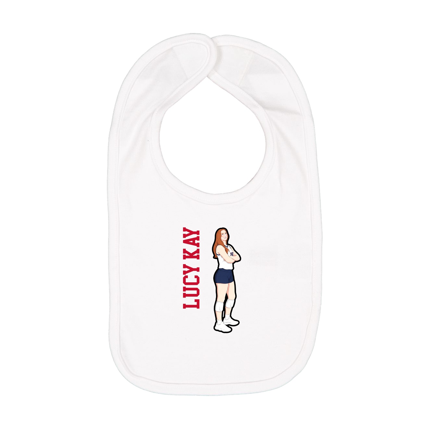 Infant Bib — Name Vertical in White
