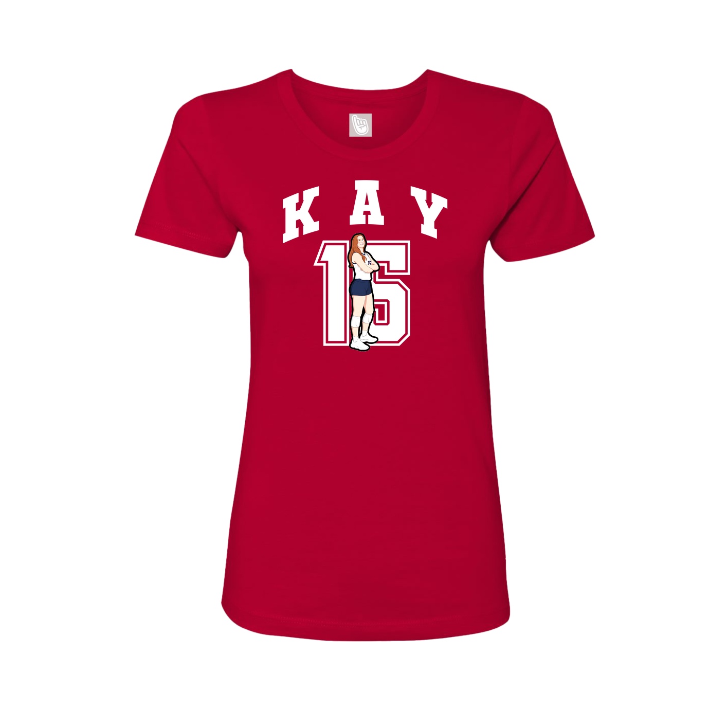 Fitted Women's Tee — Number in Red