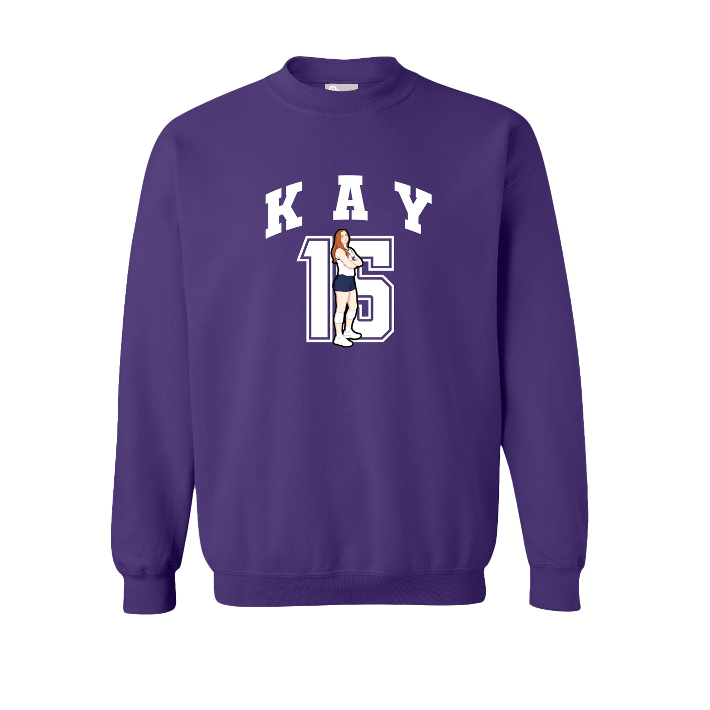 Fleece Crew — Number in Purple