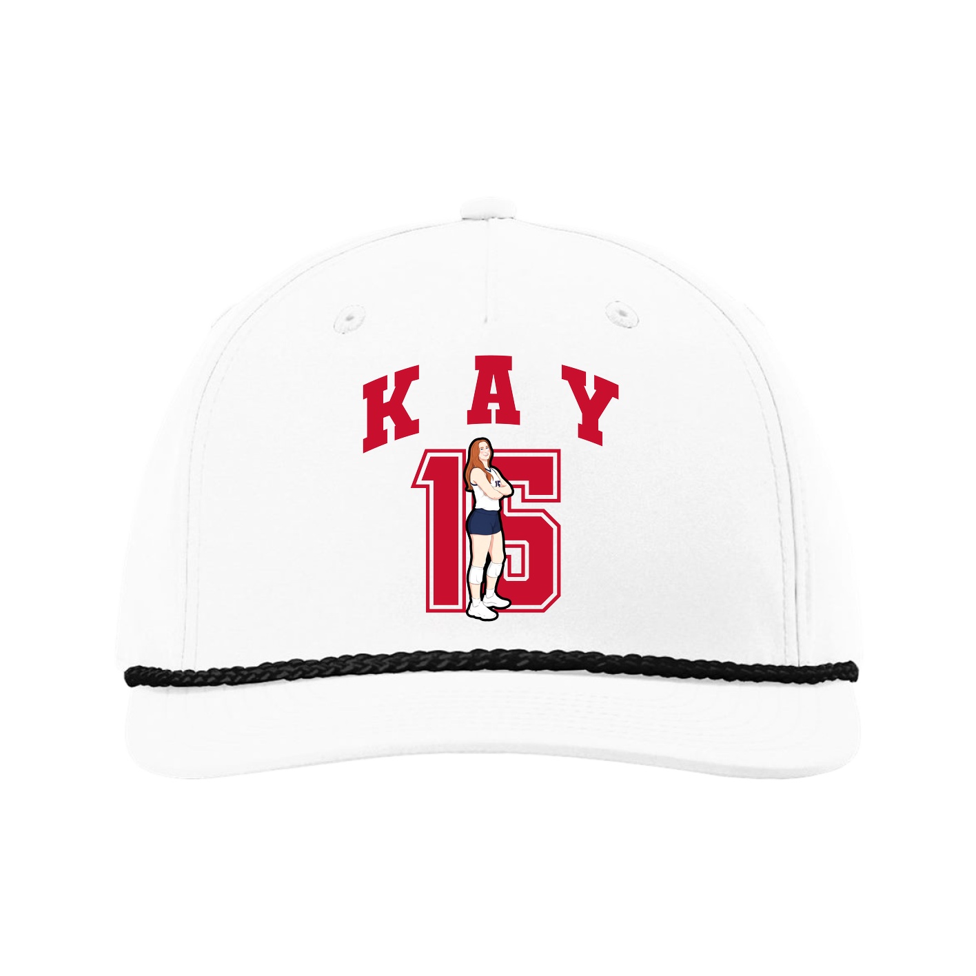 Five-Panel Classic Rope Cap — Number in White