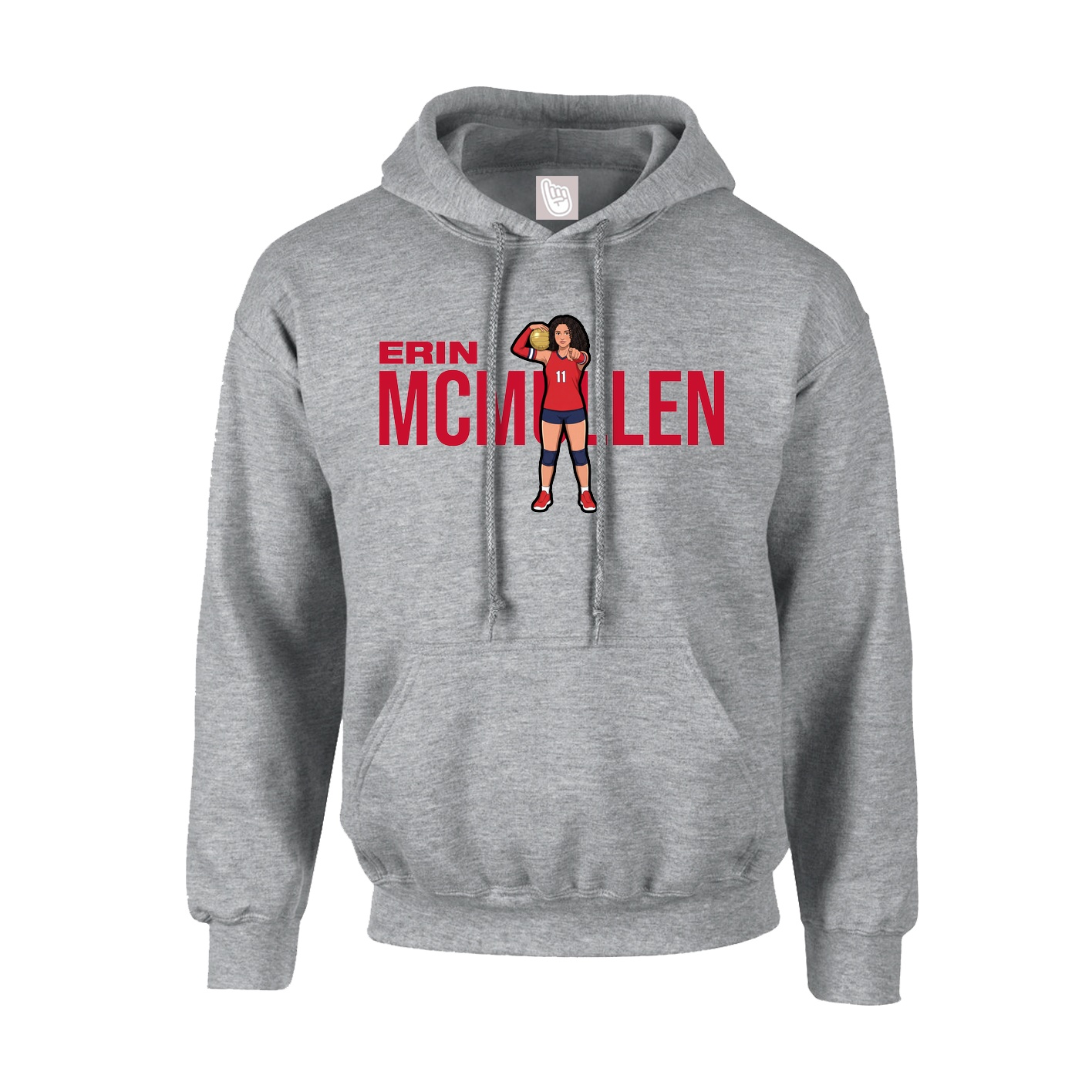 Hoodie — Player Name in Grey