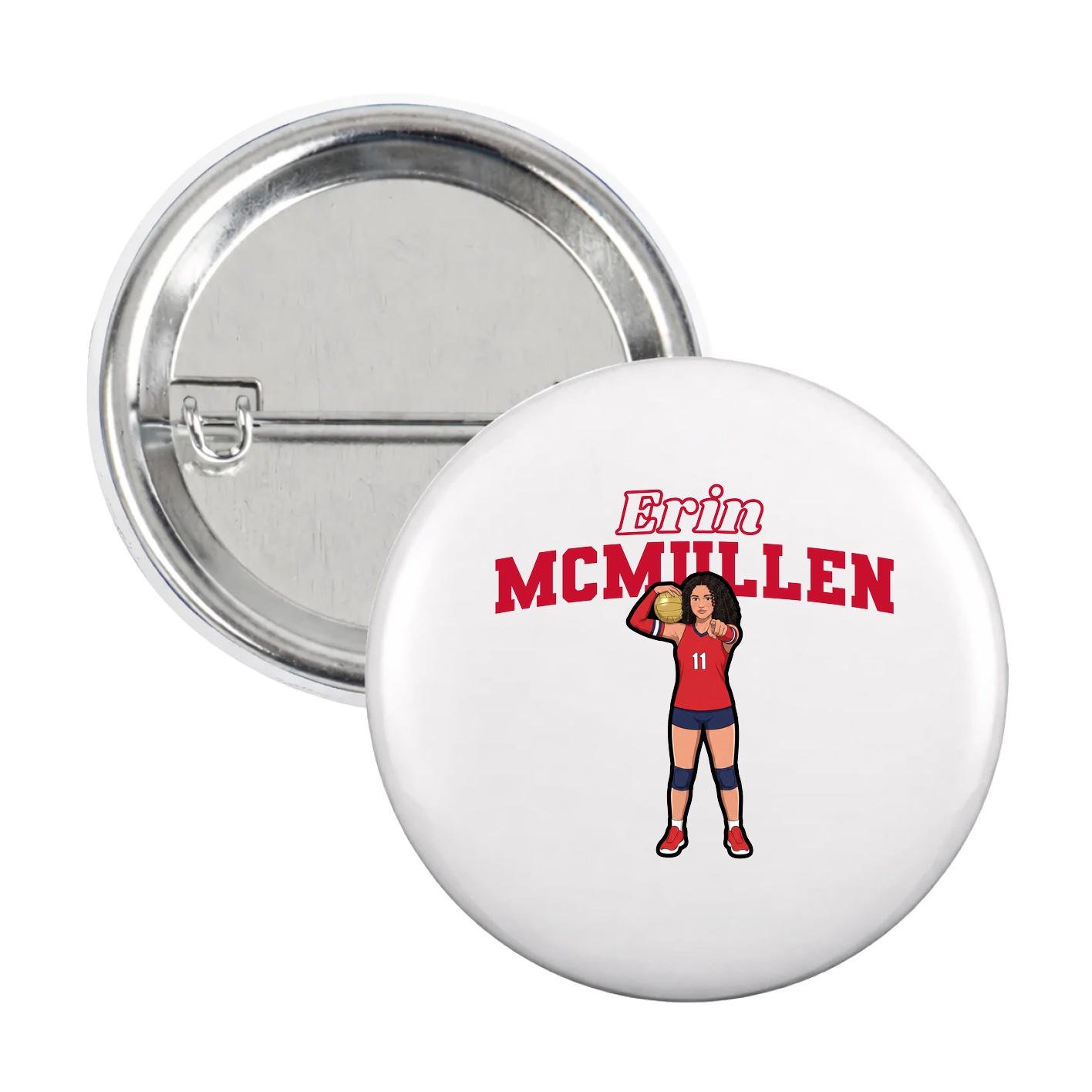 Game Day Button — Name Arch in White