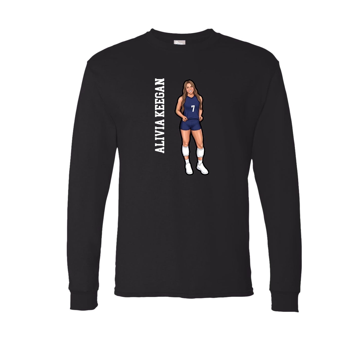 Long Sleeve Tee — Name Vertical in Black