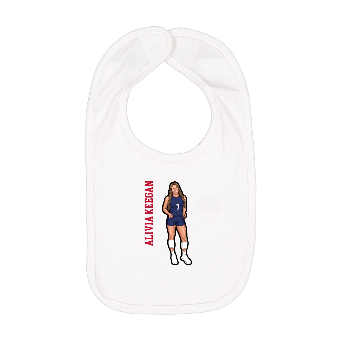 Infant Bib — Name Vertical in White