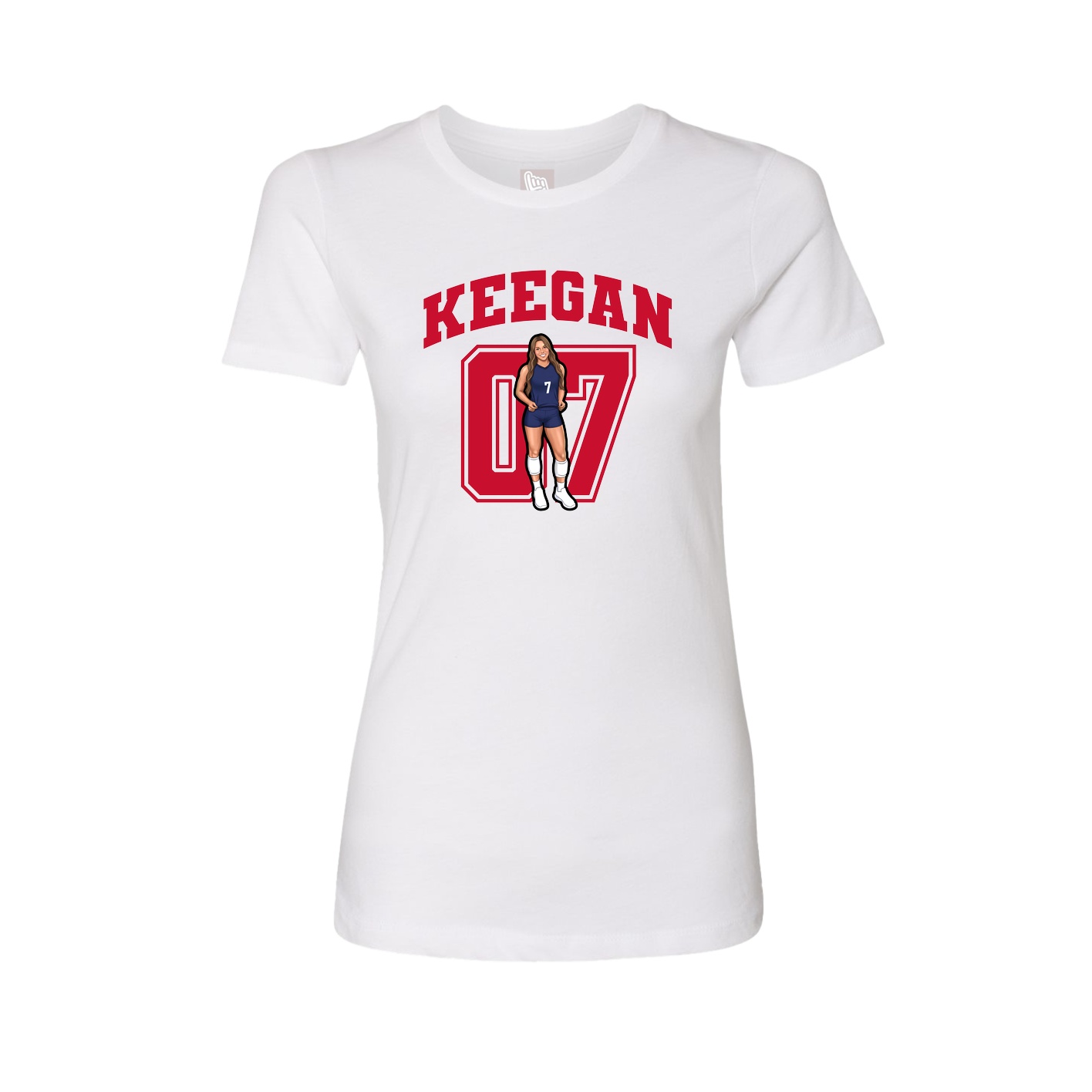 Fitted Women's Tee — Number in White