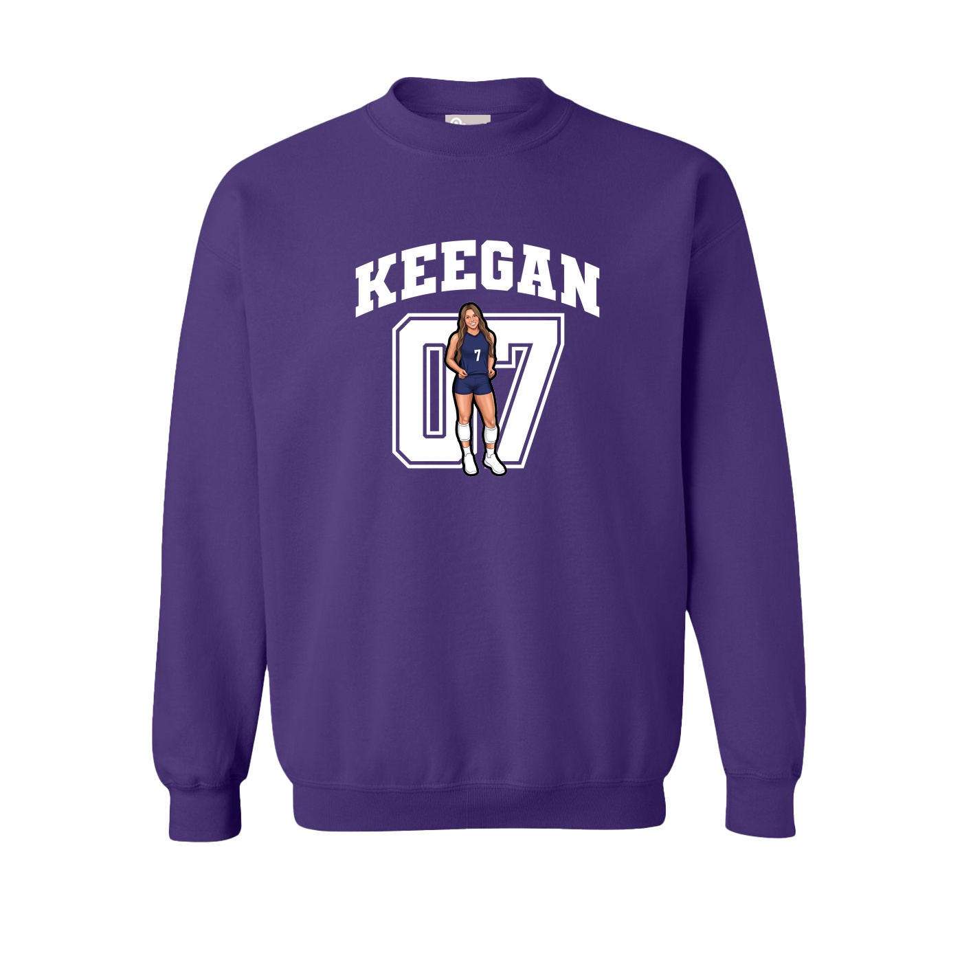 Fleece Crew — Number in Purple