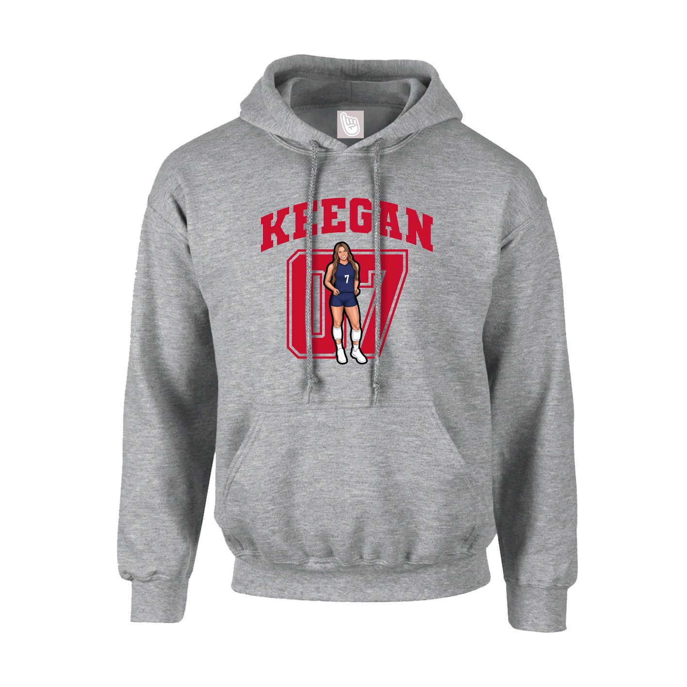 Youth Hoodie — Number in Grey
