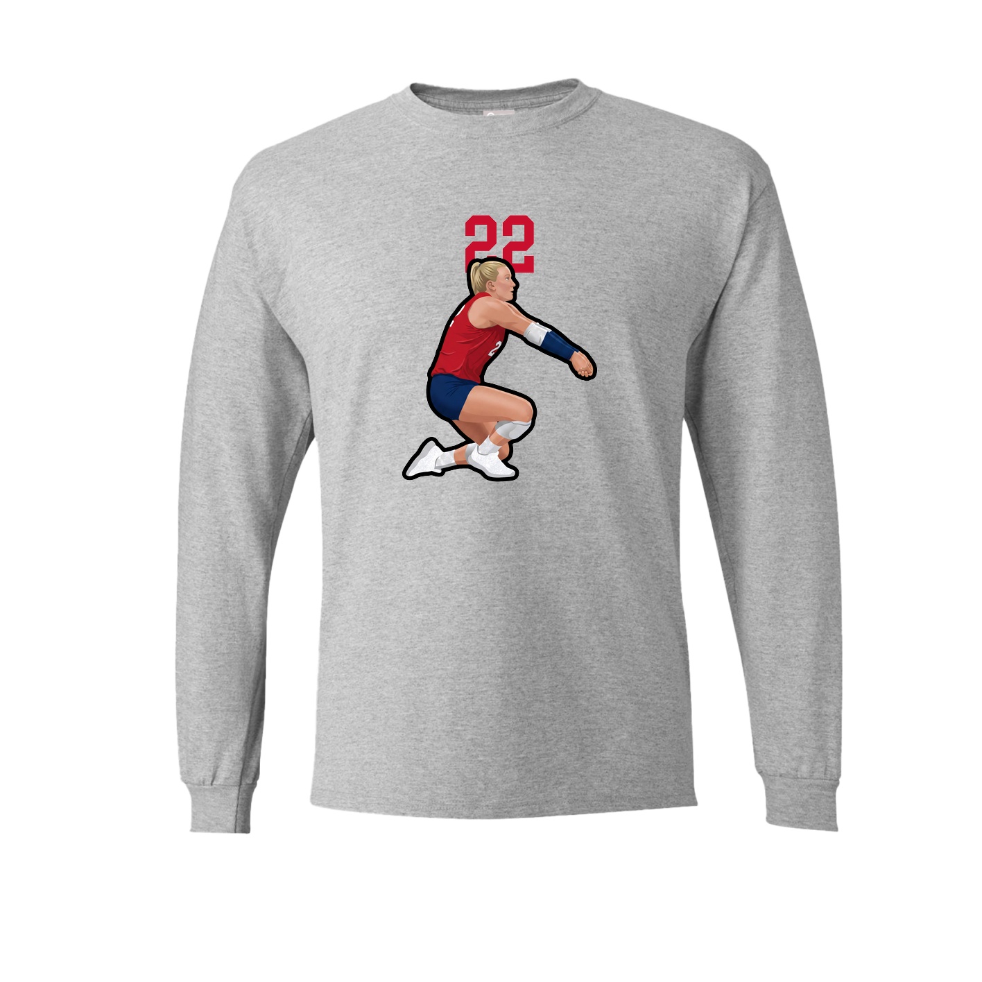 Long Sleeve Tee — Number Top in Grey