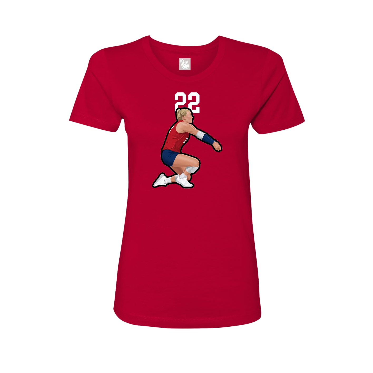 Fitted Women's Tee — Number Top in Red