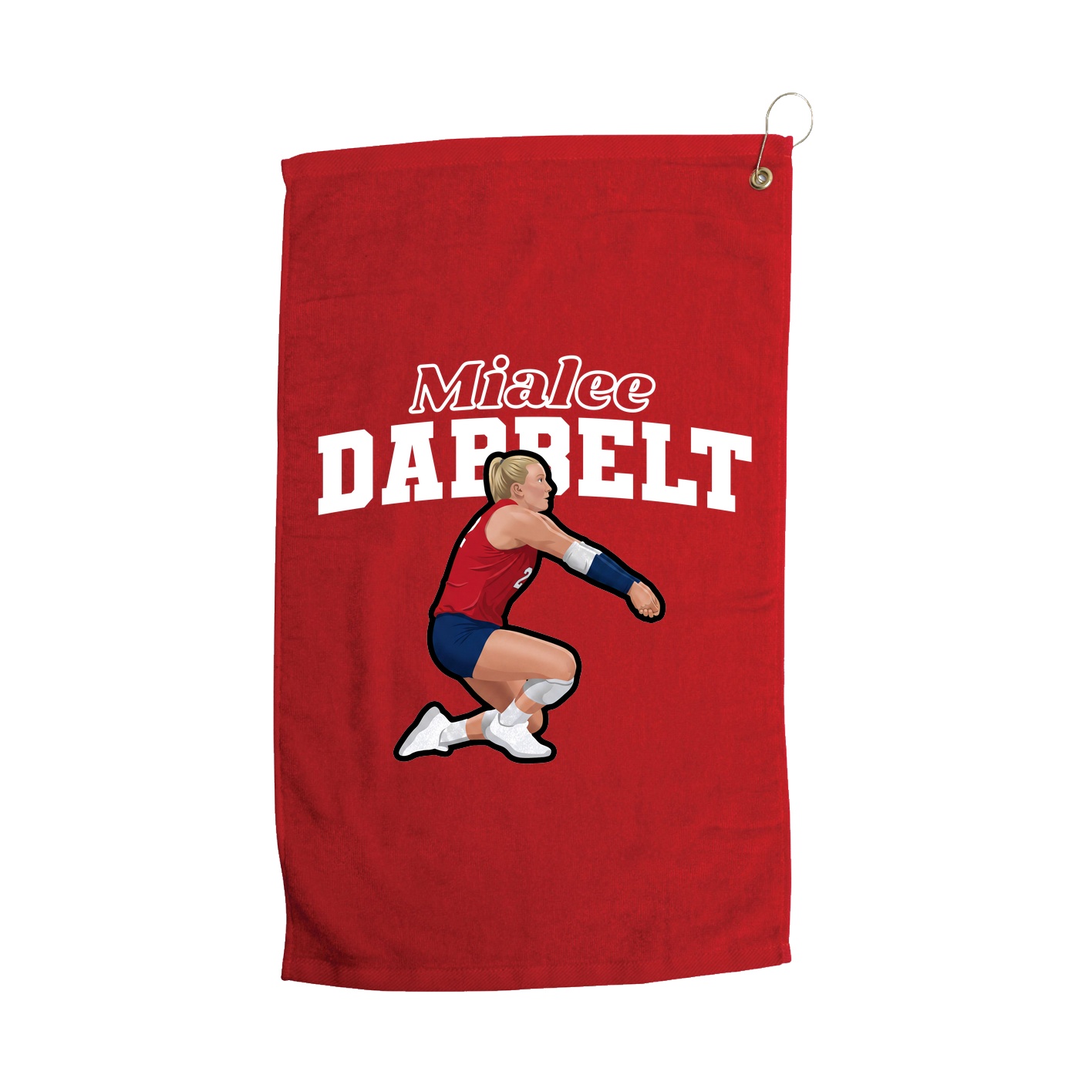 Golf Towel — Name Arch in Red