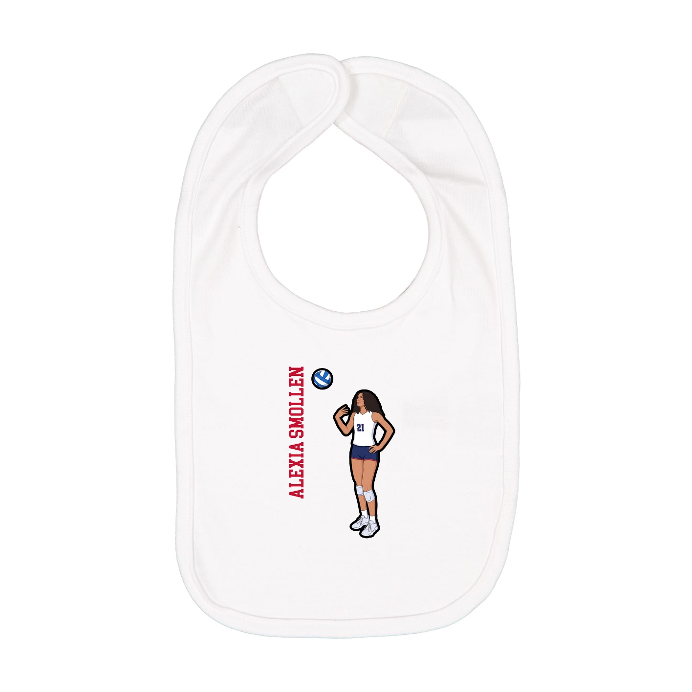 Infant Bib — Name Vertical in White