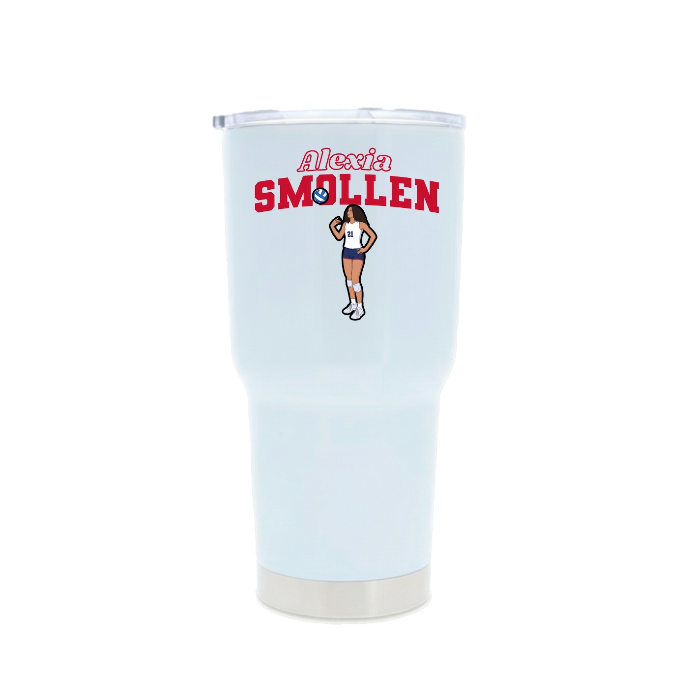 30oz Stainless Steel Tumbler — Name Arch in White