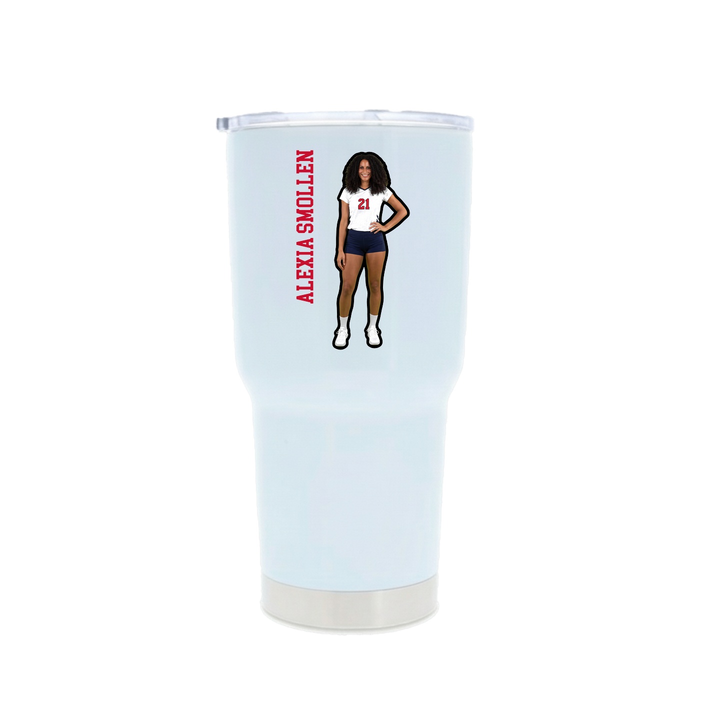 30oz Stainless Steel Tumbler — Name Vertical in White