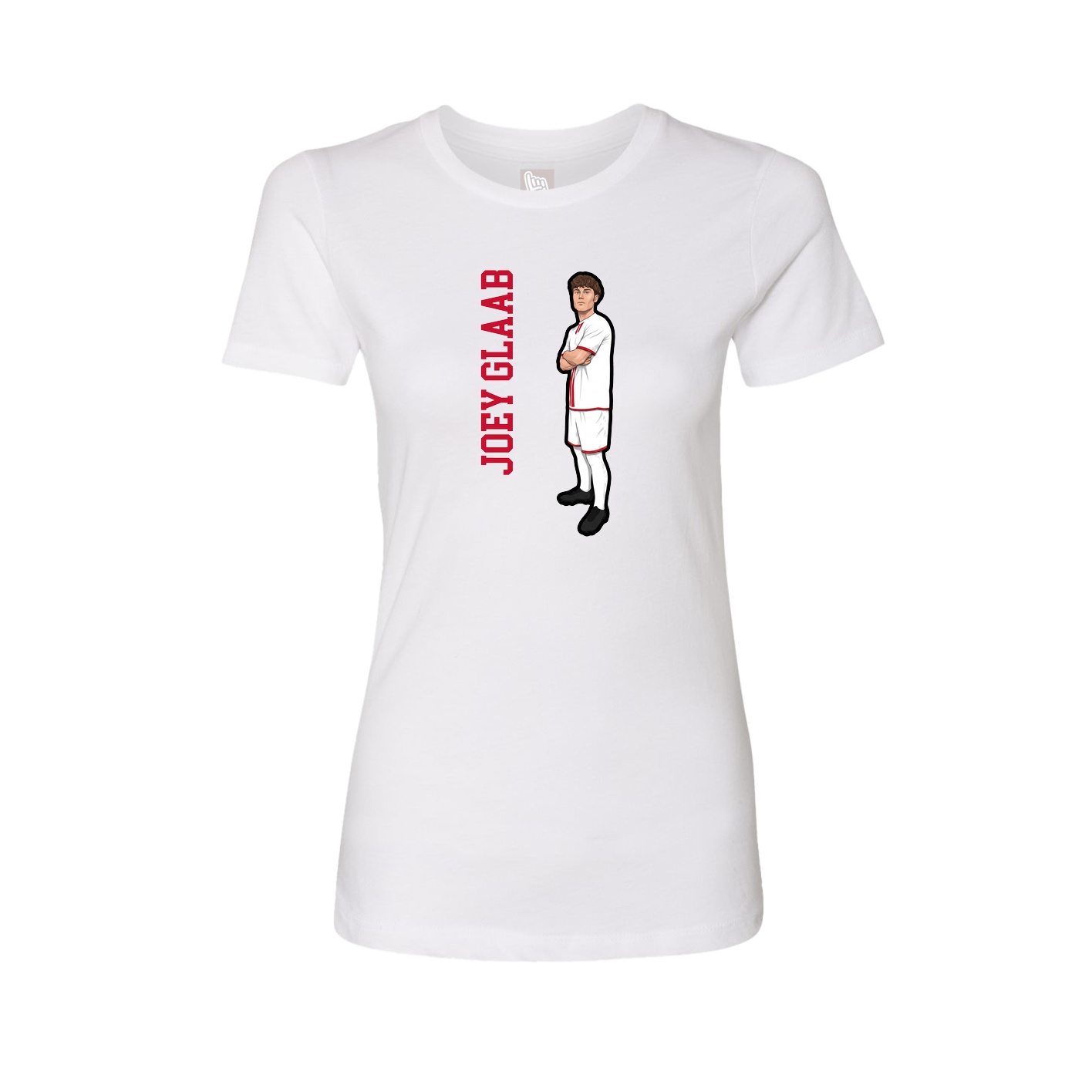 Fitted Women's Tee — Name Vertical in White