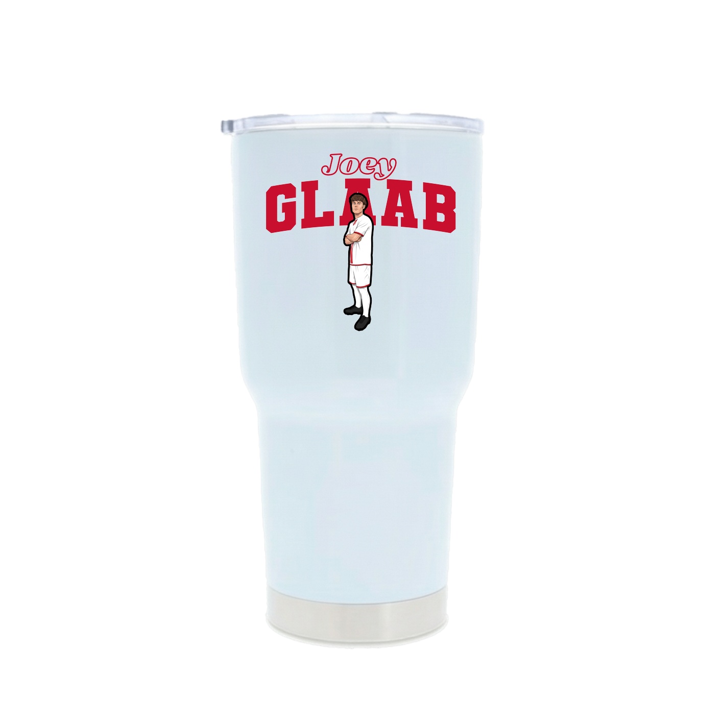 30oz Stainless Steel Tumbler — Name Arch in White