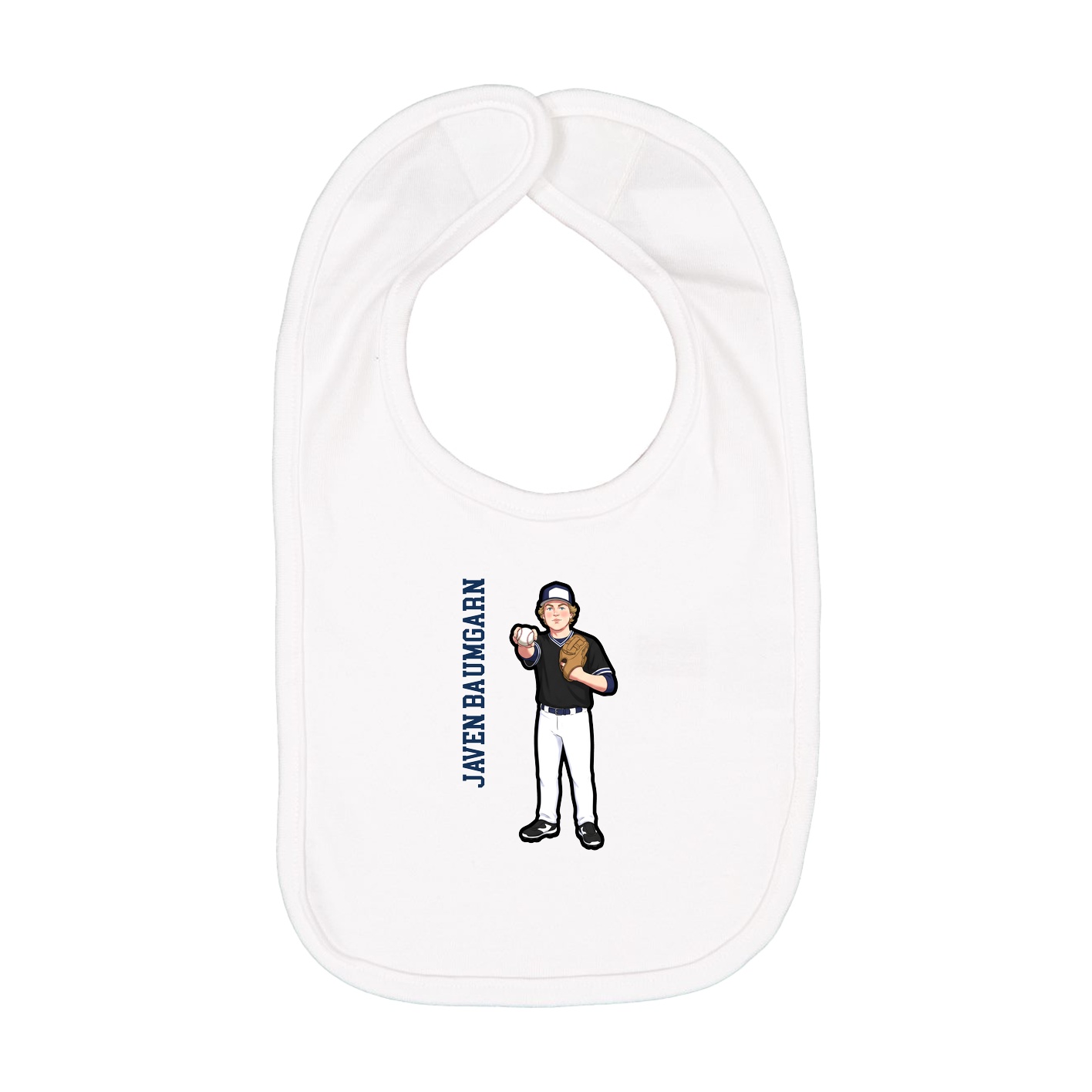 Infant Bib — Name Vertical in White