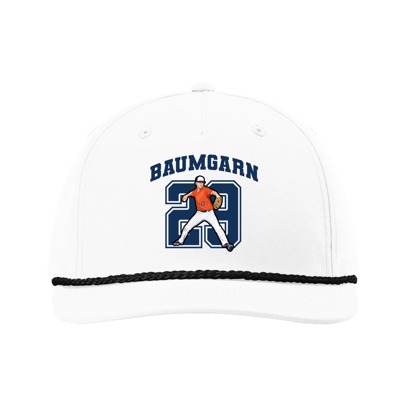 Five-Panel Classic Rope Cap — Number in White