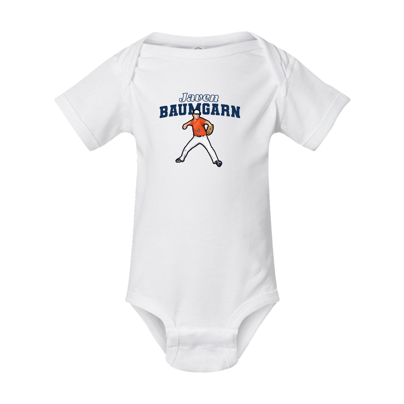 Baby Onesie — Name Arch in White