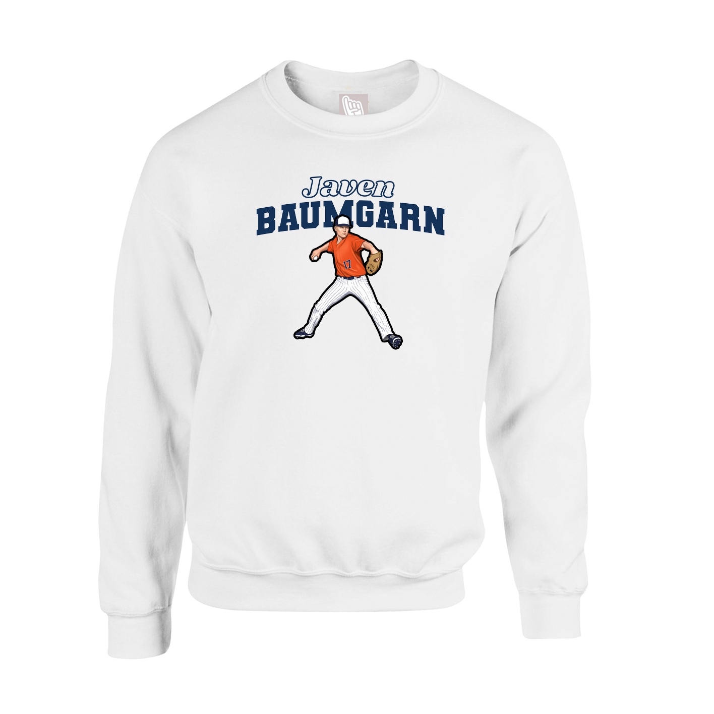Fleece Crew — Name Arch in White