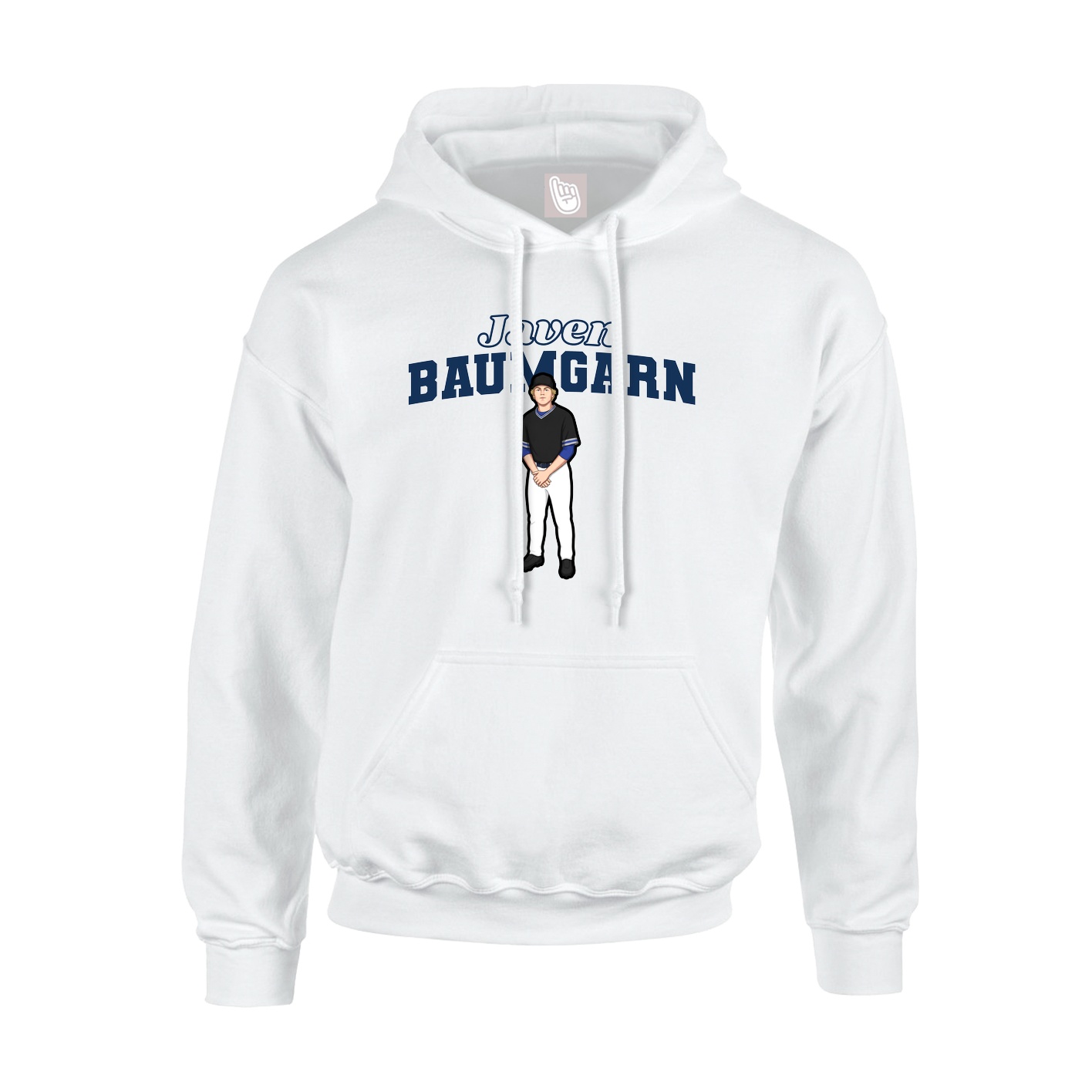 Youth Hoodie — Name Arch in White