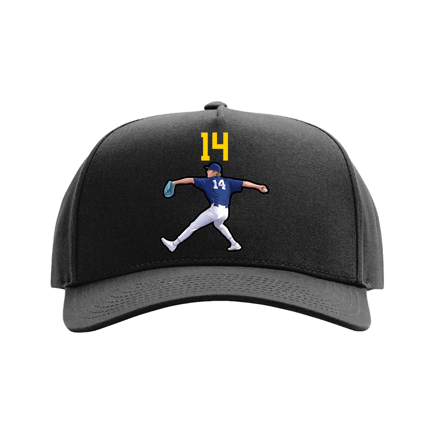 Full Fabric Five-Panel Champ Cap — Number Top in Black