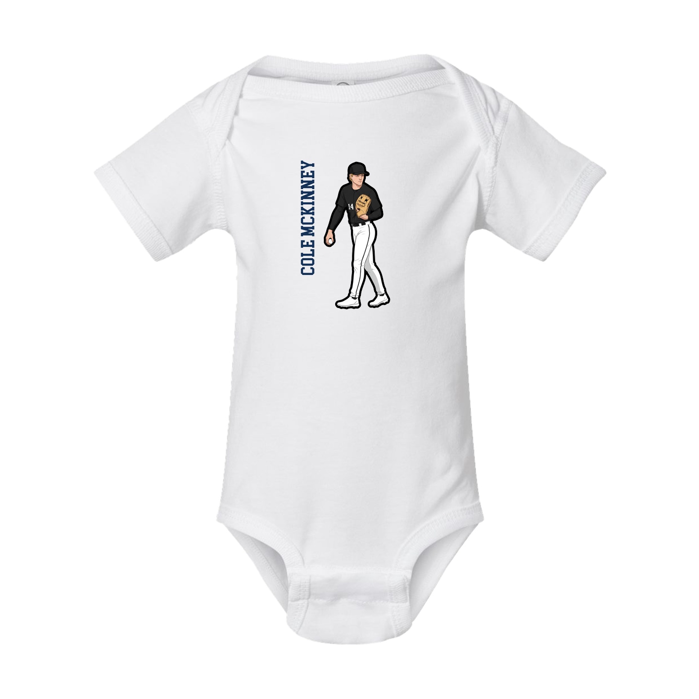 Baby Onesie — Name Vertical in White