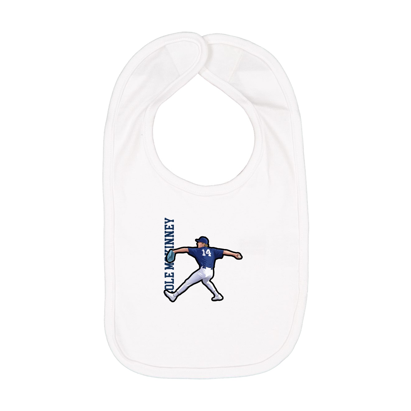 Infant Bib — Name Vertical in White